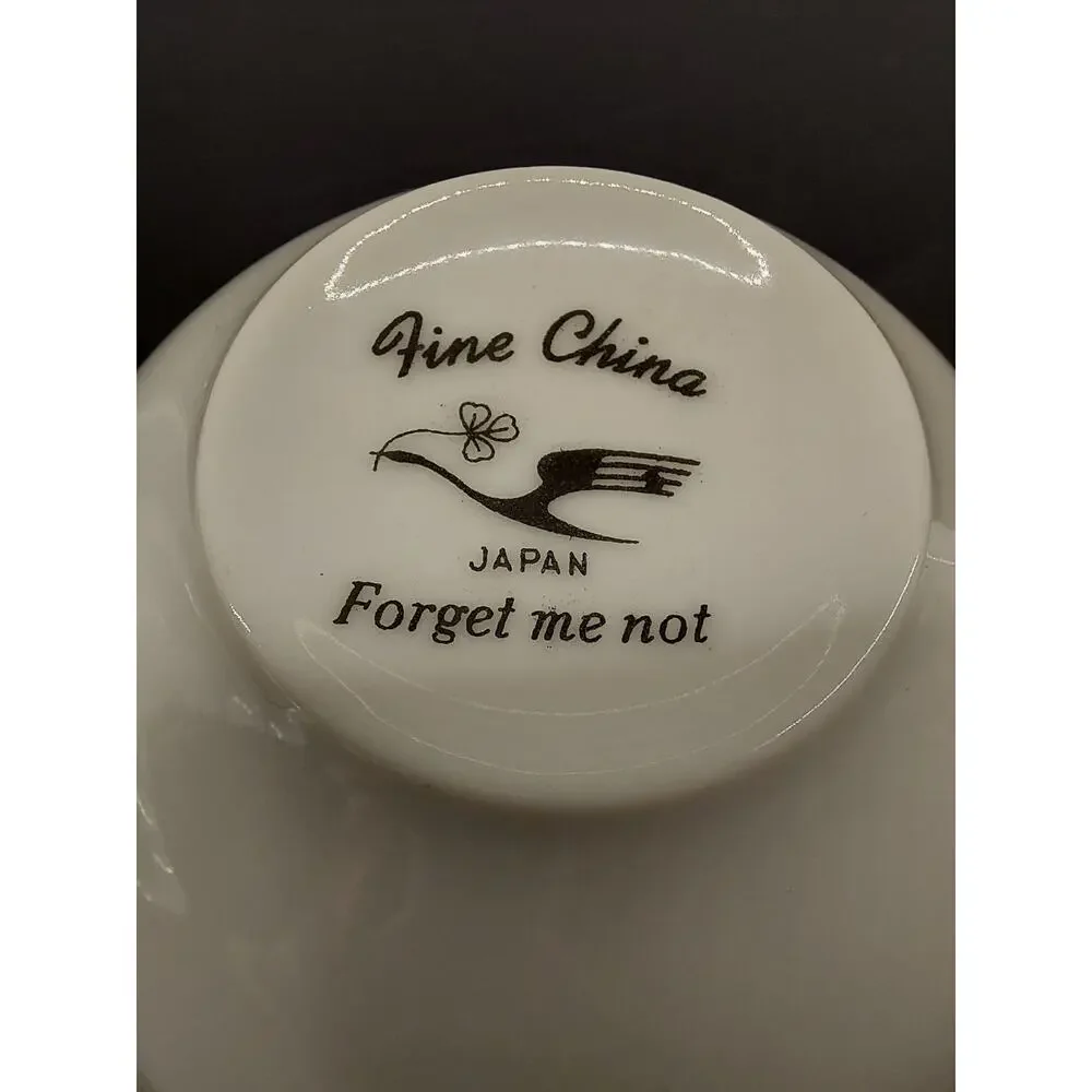 Vintage Fine China of Japan Forget Me Not 4 Pc Setting Teacup Saucer Plates Set